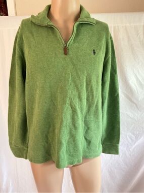 Ralph Lauren Green Half-Zip Pullover Sweater EUC